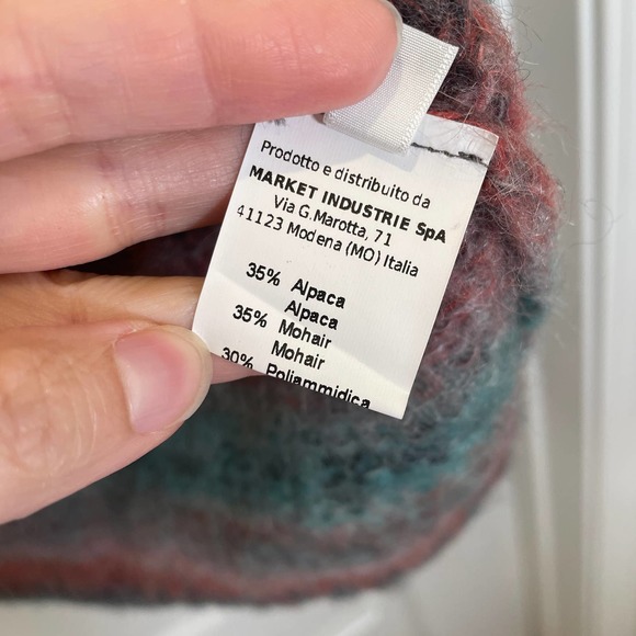 .Tessa Italian Designer Alpaca Pullover Sweater Striped Soft Mohair Crew Neck M - Picture 4 of 5